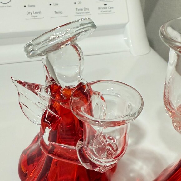 Mid Century Modern Thick Glass Angel Candle stick holders - Picture 10 of 14